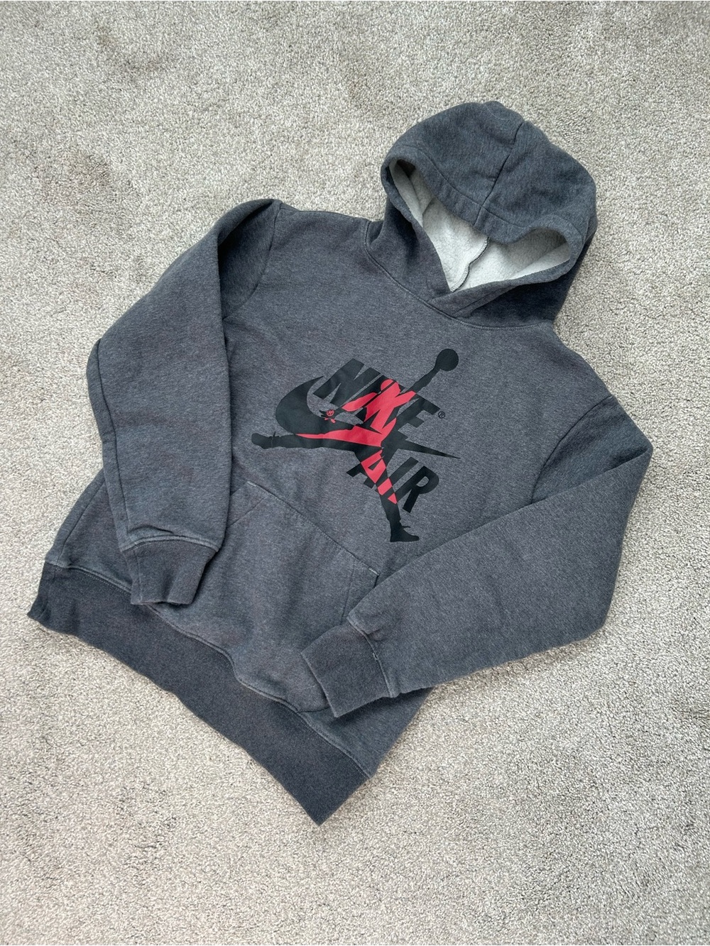 Nike Air Boy's Charcoal Hooded Pullover Sweatshirt